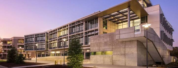 The Bioengineering Building (Building 512) at UC Santa Barbara at dusk